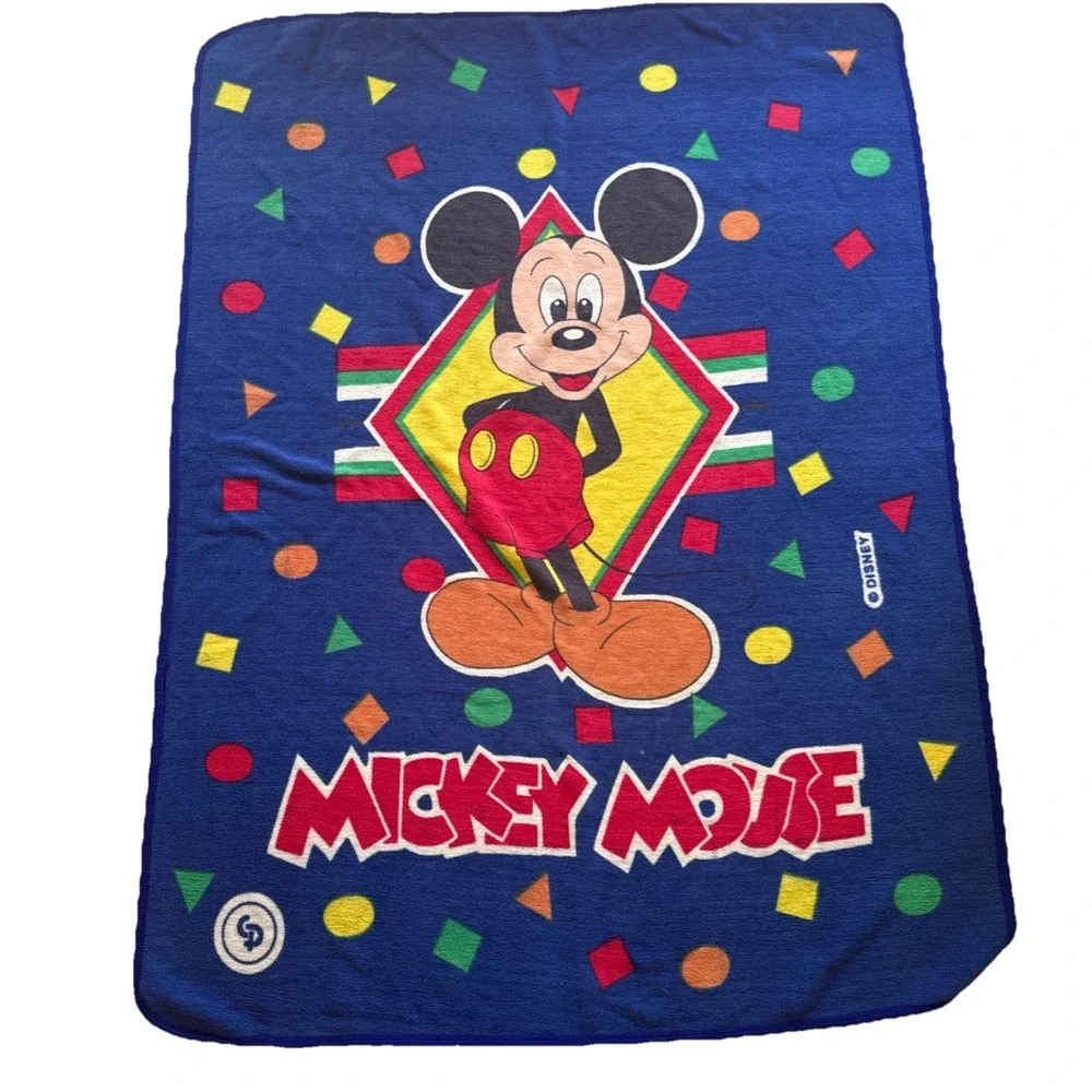 VTG Mickey Mouse‎ Throw Blanket Bedspread 90s Disney Classic Biederlack? 80x60